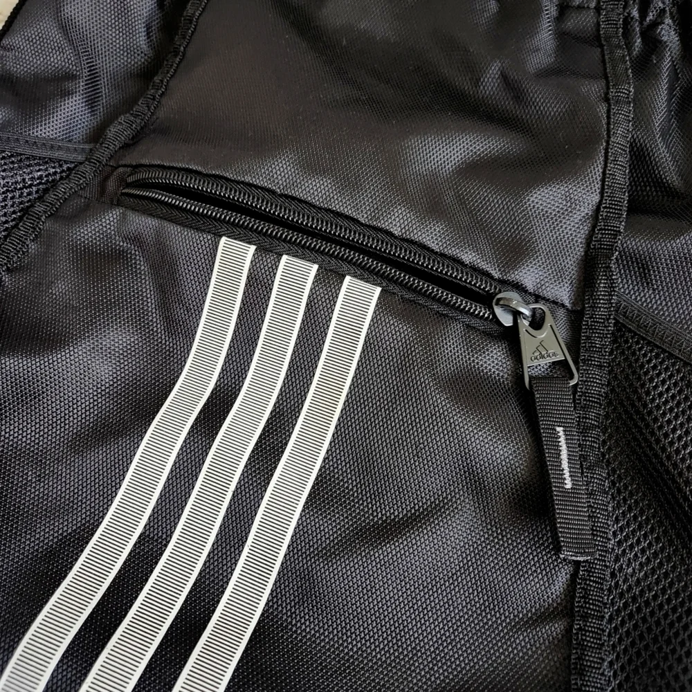 Adidas Black 3 Stripe Sackpack With Continuous Double Drawcord Closure